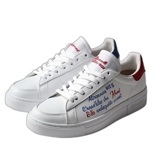 shoes, white, sneaker, adorned, embroidered, slogans transparent PNG cut-out