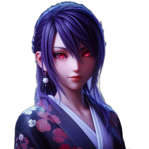 face, staff, jewelry, anime, fantasy art, photorealistic, concept art, blue transparent PNG cut-out