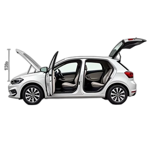 car, detailed, illustration, rear, hatch, open, showcasing, interior transparent PNG cut-out