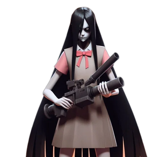 weapon, dress, staff, concept art, 3d render, anime, comic book art, dark transparent PNG cut-out