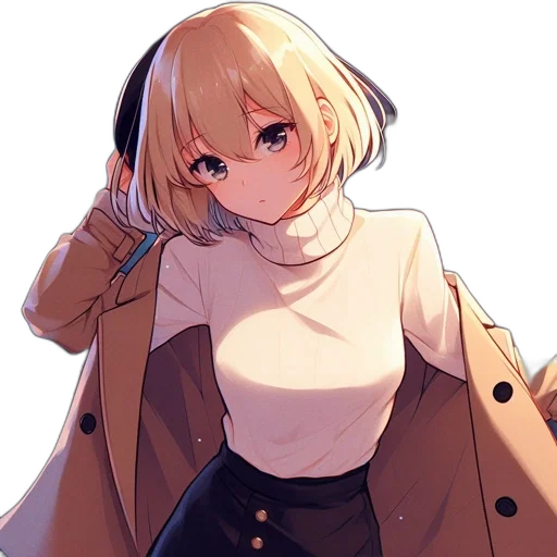 jacket, dress, staff, face, anime, pixel art, concept art, cartoon transparent PNG cut-out