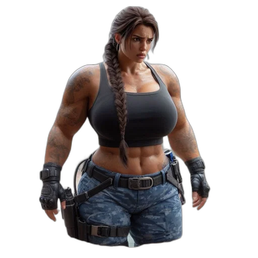 jacket, weapon, dress, concept art, 3d render, photorealistic, pixel art, muscular transparent PNG cut-out