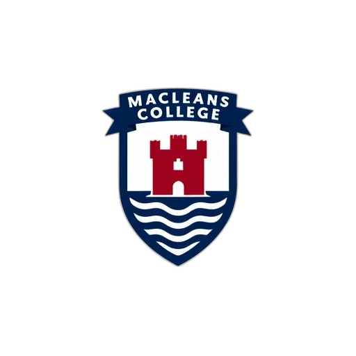 logo, macleans, college, features, shield, blue, white, color transparent PNG cut-out