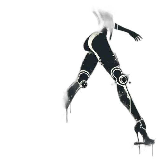 robot, staff, weapon, shoes, concept art, cyberpunk, comic book art, 3d render transparent PNG cut-out