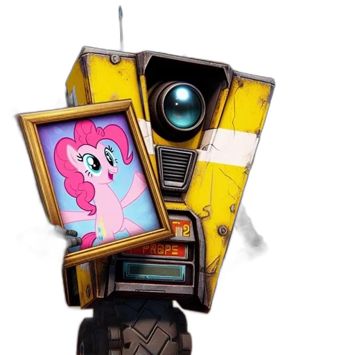 robot, concept art, virtual, scene, mechanical, being, holds, photo transparent PNG cut-out