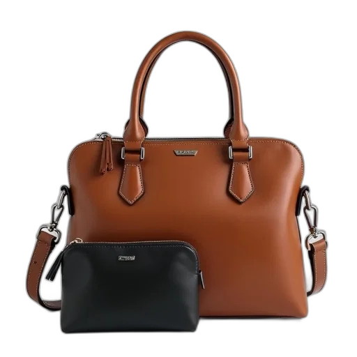 earth tones, brown, leather, handbag, silver, buckle, small, black transparent PNG cut-out