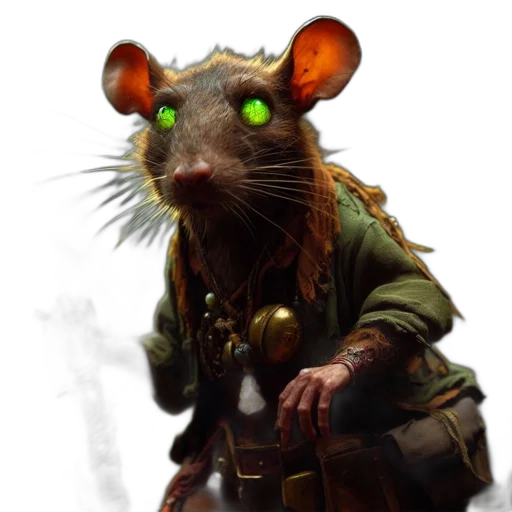 animal, staff, creature, jacket, concept art, fantasy art, photorealistic, 3d render transparent PNG cut-out