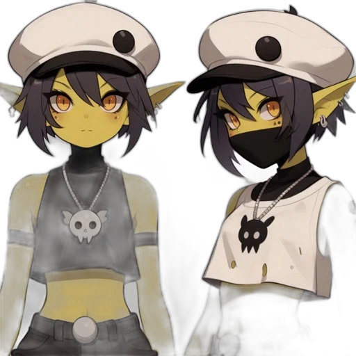 mask, hat, staff, concept art, anime, fantasy art, pixel art, monochrome transparent PNG cut-out