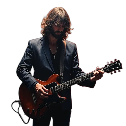 jacket, guitar, player, canvas transparent PNG cut-out