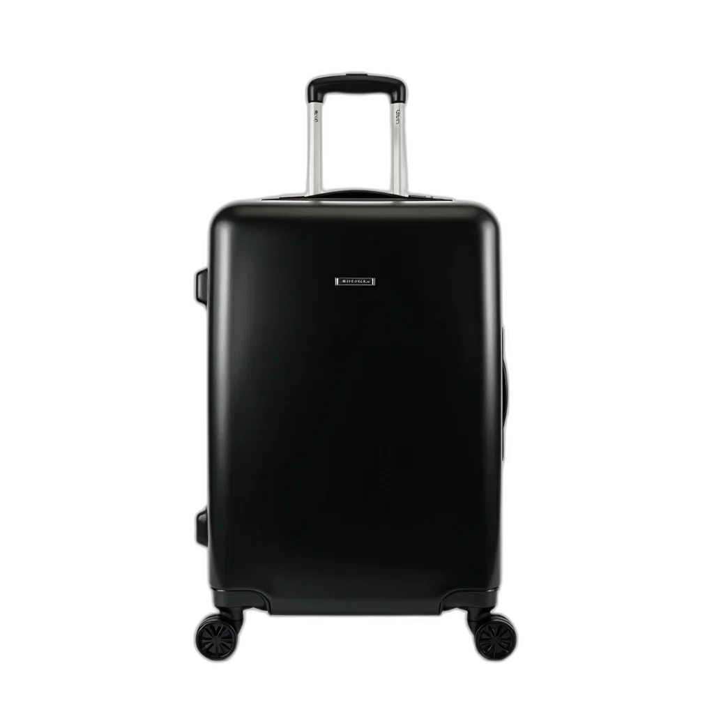 robot, sleek, black, modern, suitcase, shiny, finish, silver transparent PNG cut-out