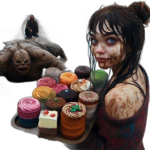 food, creature, concept art, fantasy art, photorealistic, oil painting, dark, snowy transparent PNG cut-out