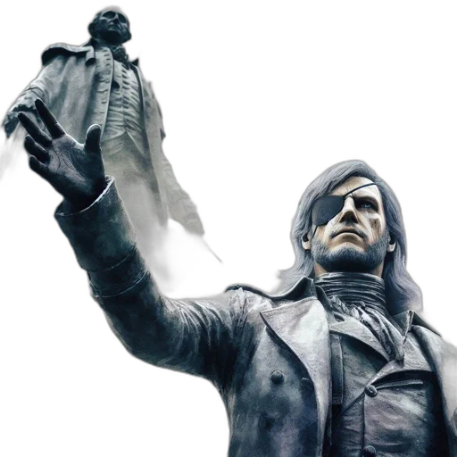 jacket, concept art, 3d render, photorealistic, two, contrasting, statues, 19th-century transparent PNG cut-out