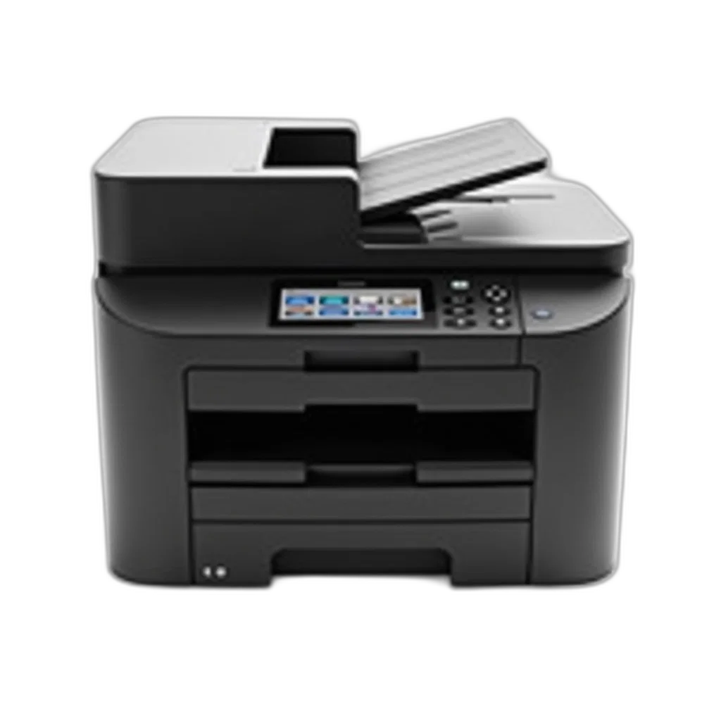 3d render, black, white, image, modern, office, printer, touchscreen transparent PNG cut-out