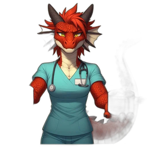 staff, dragon, concept art, pixel art, fantasy art, 3d render, red, anthropomorphic transparent PNG cut-out