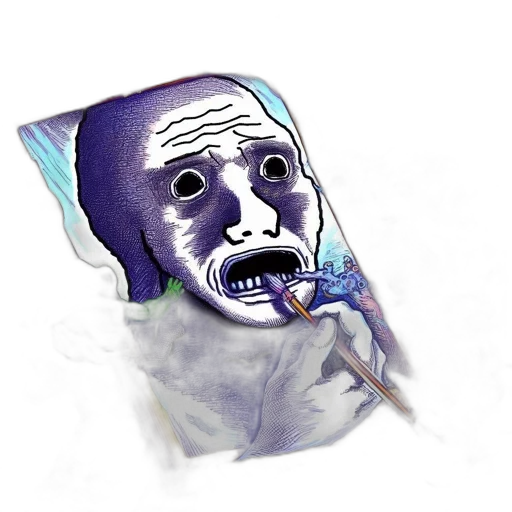mask, face, creature, umbrella, vaporwave, concept art, photorealistic, watercolor transparent PNG cut-out
