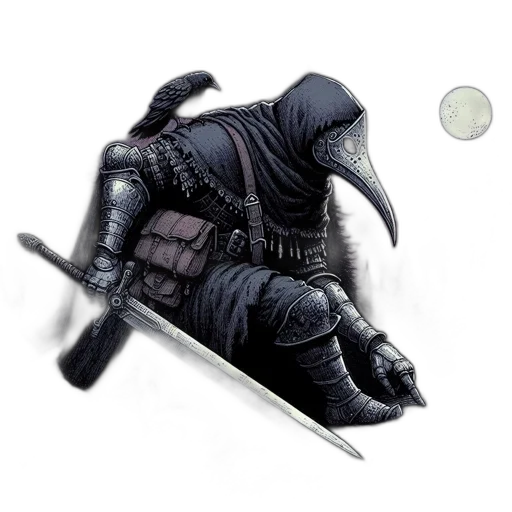 sword, weapon, mask, jacket, concept art, fantasy art, photorealistic, comic book art transparent PNG cut-out