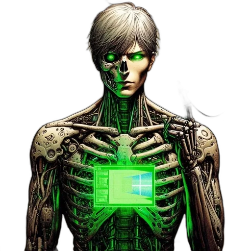 robot, cyberpunk, comic book art, concept art, pixel art, green, humanoid, figure transparent PNG cut-out
