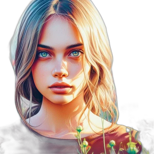 face, dress, flower, mask, photorealistic, fantasy art, concept art, anime transparent PNG cut-out