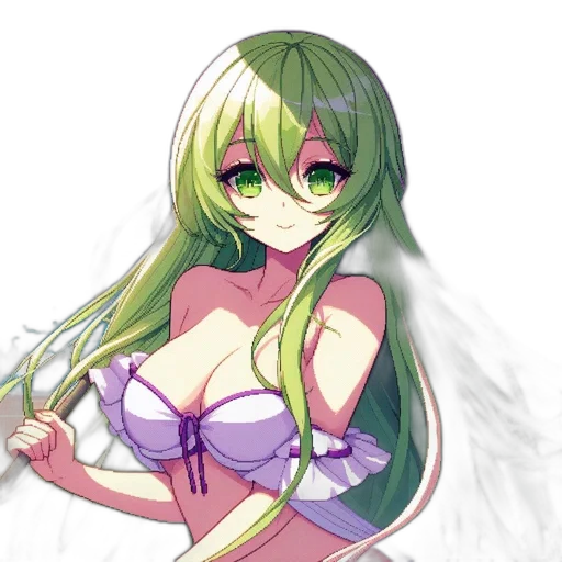 staff, dress, flower, anime, pixel art, fantasy art, concept art, green transparent PNG cut-out