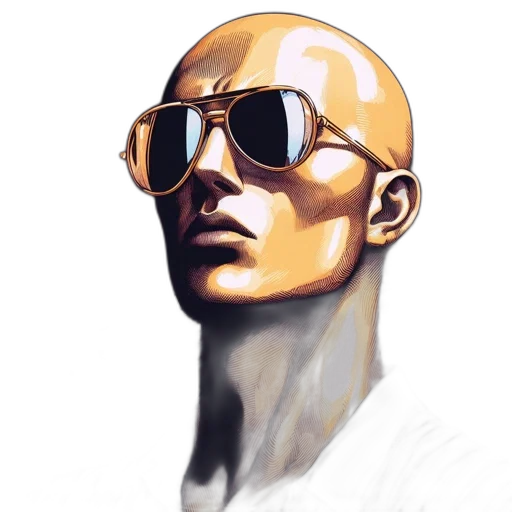 face, mask, jacket, robot, photorealistic, concept art, comic book art, watercolor transparent PNG cut-out