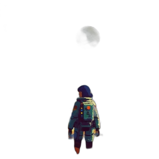 jacket, robot, creature, hat, pixel art, concept art, 3d render, watercolor transparent PNG cut-out