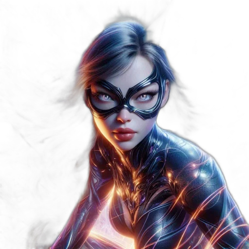 comic book art, concept art, photorealistic, fantasy art, neon lights, electrically, charged, masked transparent PNG cut-out