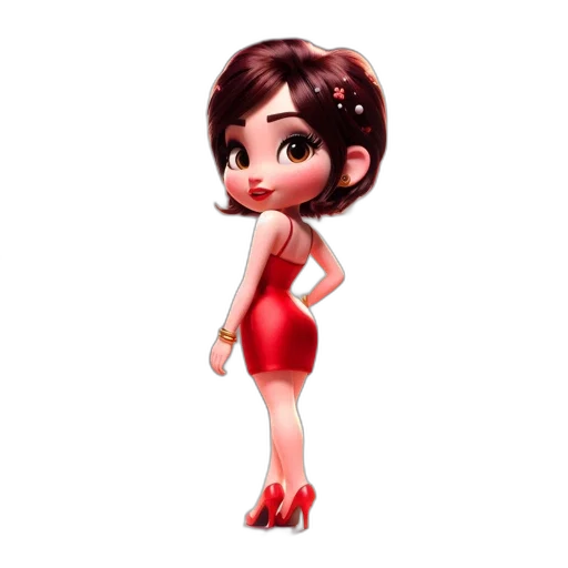 dress, jewelry, 3d render, cartoon, concept art, pixel art, red, animated transparent PNG cut-out