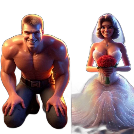 dress, concept art, comic book art, 3d render, fantasy art, muscular, man, kneels transparent PNG cut-out