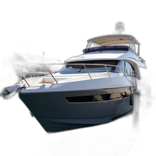 3d render, photorealistic, concept art, modern, fishing, boat, white, gray transparent PNG cut-out