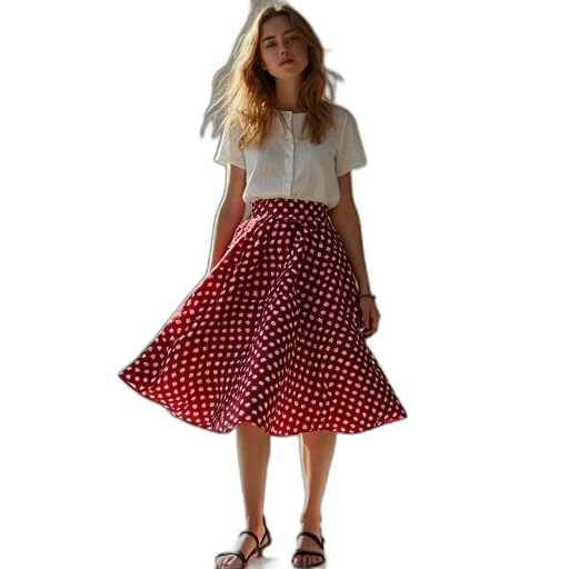 dress, shoes, umbrella, red, monochrome, classic, polka, print transparent PNG cut-out