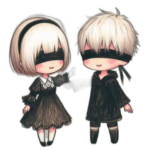 mask, anime, concept art, cartoon, pixel art, dark, monochrome, two transparent PNG cut-out