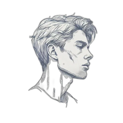face, hair, creature, jacket, pencil sketch, watercolor, photorealistic, cartoon transparent PNG cut-out