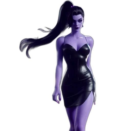 dress, concept art, fantasy art, 3d render, comic book art, dark, blue, monochrome transparent PNG cut-out