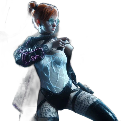 robot, concept art, cyberpunk, comic book art, 3d render, neon lights, blue, futuristic transparent PNG cut-out