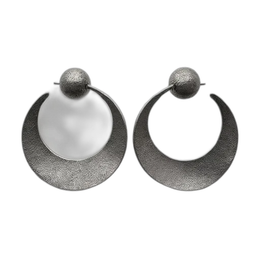 jewelry, crown, 3d render, monochrome, pair, silver, earrings, textured transparent PNG cut-out