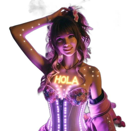 staff, dress, jewelry, robot, concept art, cyberpunk, fantasy art, photorealistic transparent PNG cut-out