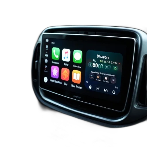 car, modern, stereo, system, touchscreen, display, showing, various transparent PNG cut-out