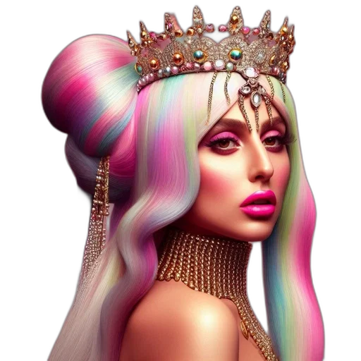 crown, hair, jewelry, concept art, 3d render, photorealistic, fantasy art, pastel transparent PNG cut-out