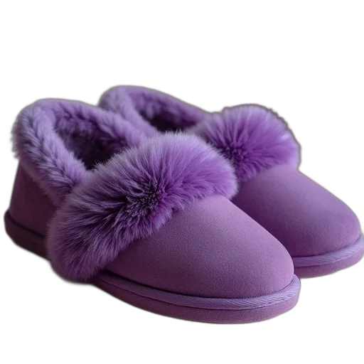 shoes, purple, women, house, slippers, fur transparent PNG cut-out