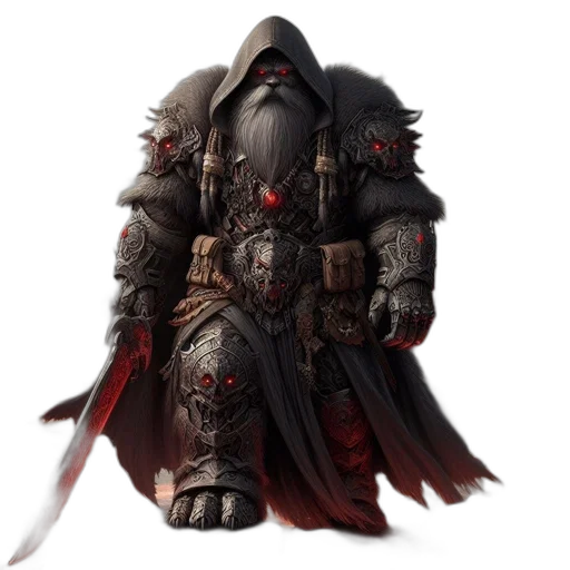 concept art, fantasy art, pixel art, comic book art, red, dark, armored, warrior transparent PNG cut-out