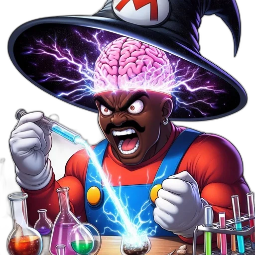 hat, staff, comic book art, concept art, cartoon, mario, wearing, wizard transparent PNG cut-out