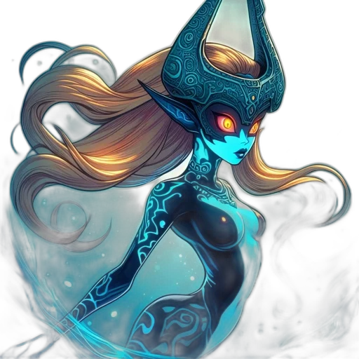mask, staff, jewelry, fantasy art, concept art, pixel art, comic book art, underwater transparent PNG cut-out