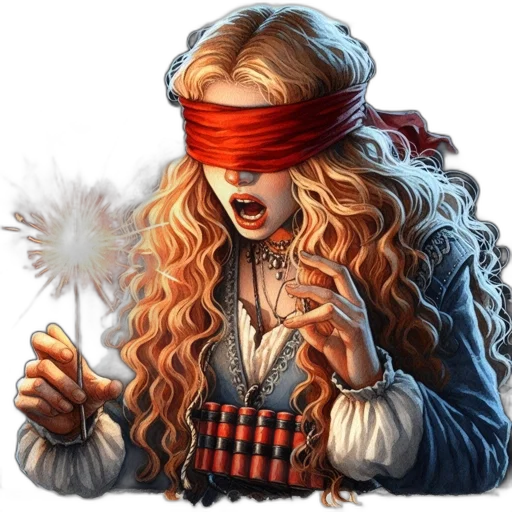 hat, mask, staff, hair, cyberpunk, concept art, fantasy art, photorealistic transparent PNG cut-out