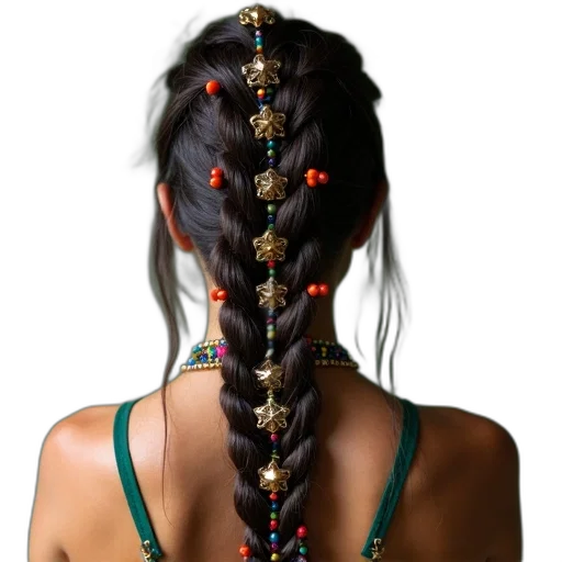jewelry, hair, crown, staff, cyberpunk, person, long, adorned transparent PNG cut-out