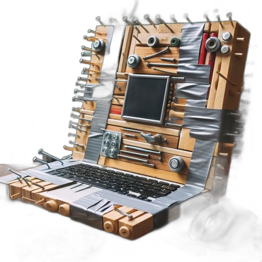 furniture, robot, building, 3d render, concept art, unconventional, wooden, laptop transparent PNG cut-out