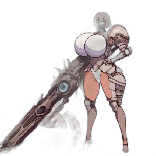 weapon, sword, staff, robot, concept art, fantasy art, cyberpunk, watercolor transparent PNG cut-out
