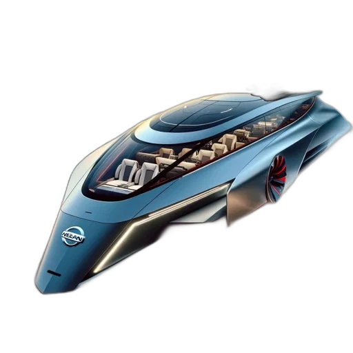 car, 3d render, concept art, sleek, nissan-branded, yacht, shark-like, design transparent PNG cut-out