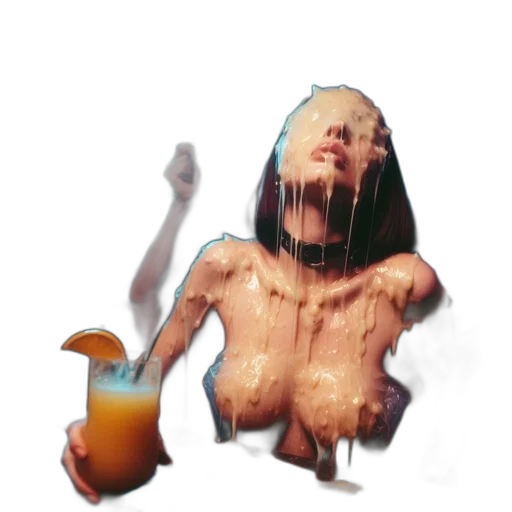 creature, bottle, dress, hair, concept art, 3d render, pixel art, fantasy art transparent PNG cut-out