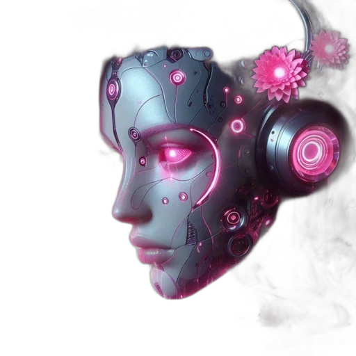 robot, mask, face, cyberpunk, concept art, vaporwave, 3d render, robotic transparent PNG cut-out