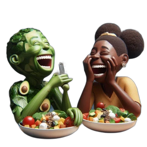 food, concept art, 3d render, photorealistic, two, contrasting, characters, one transparent PNG cut-out